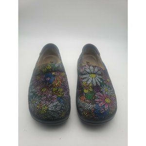 Alegria Womens Colorful Floral Comfort Clog Shoes Black Leather KEL564 Size 7